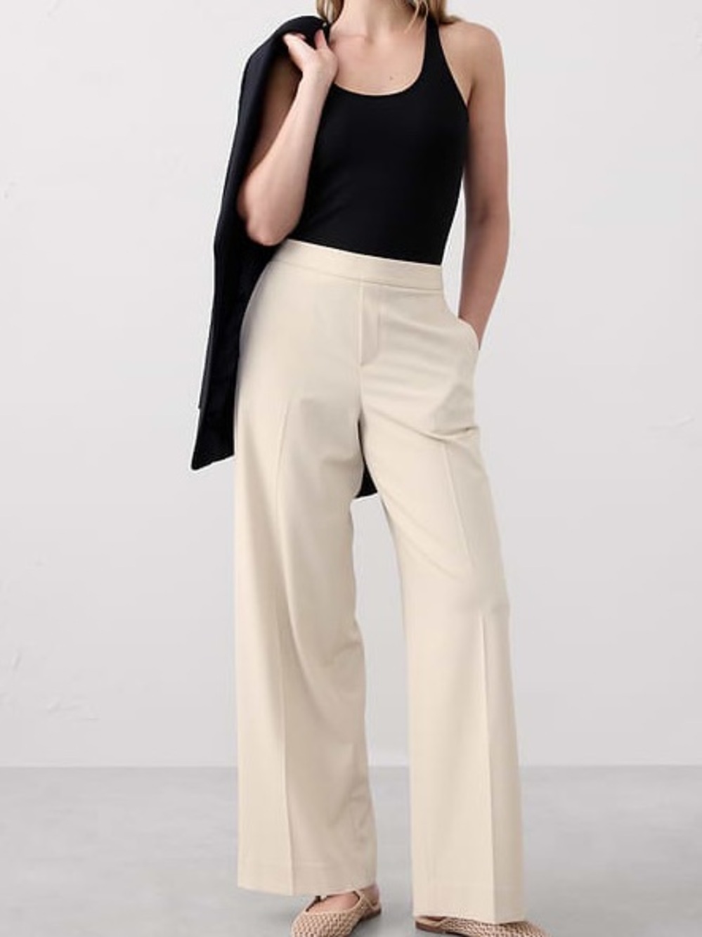 dressbarn Cream Wide Leg Trousers
